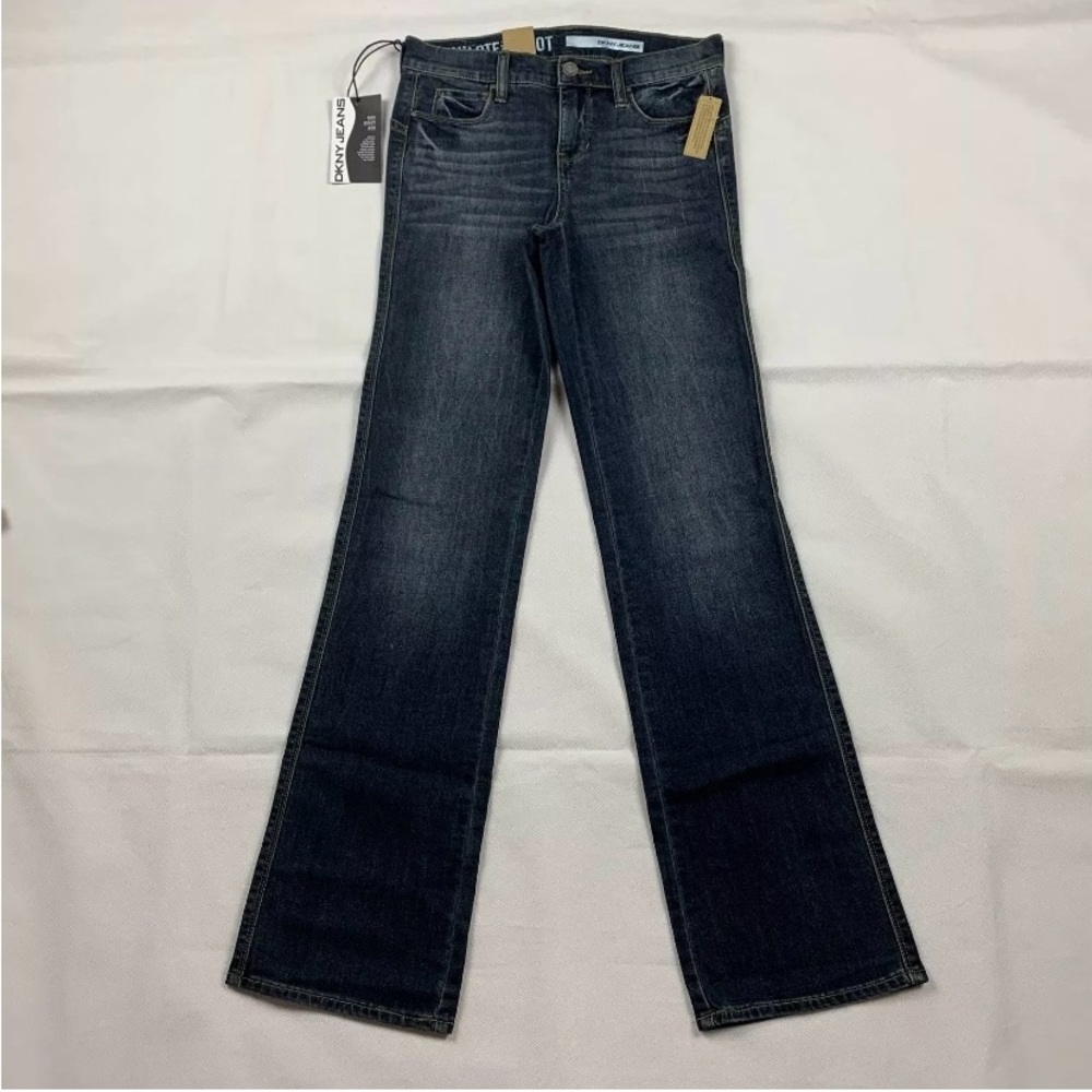 DKNY Jeans Womens Size 2x32 Sculpted Boot Black Dark Wash High-Rise Denim